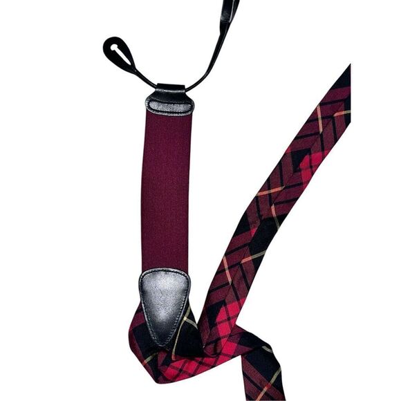 UNIQUE Men Trafalgar plaid print Formal End Braces ONE SIZE Suspenders Plaid Si - Picture 6 of 6